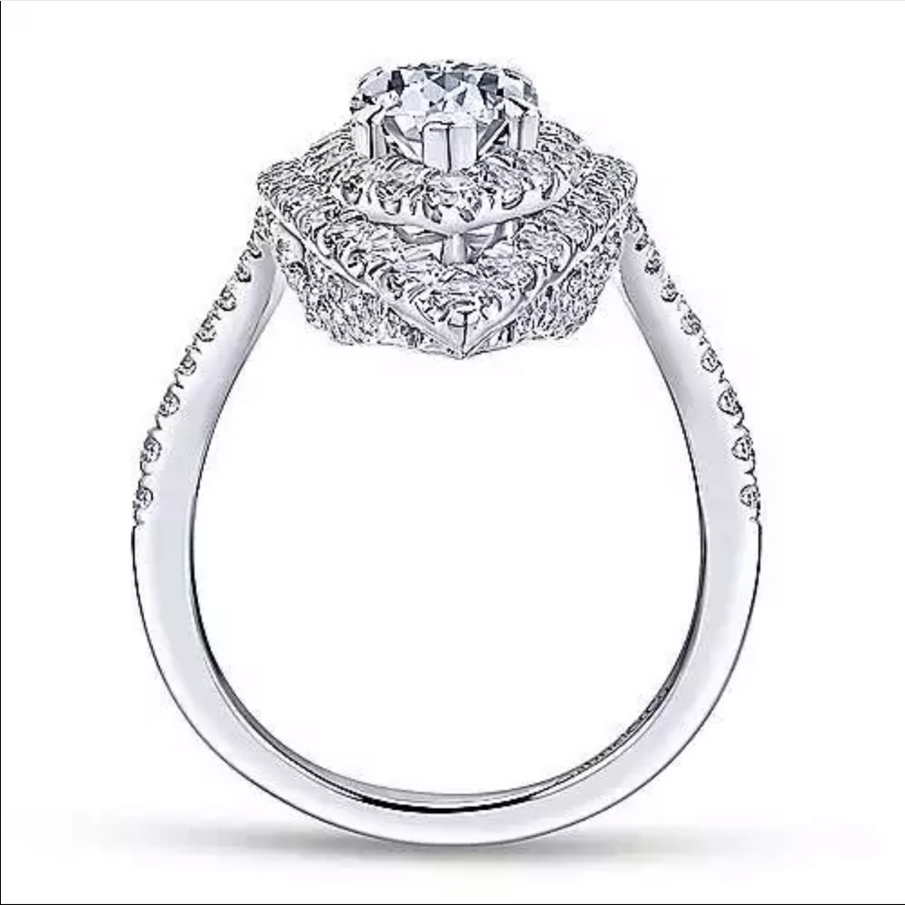 Luxury 925 Sterling Silver Pear Cut Diamonds Ring - Picture 6 of 6